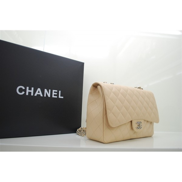 Chanel 2010 Jumbo Flap Borse Caviar Leather Beige Con Ecs