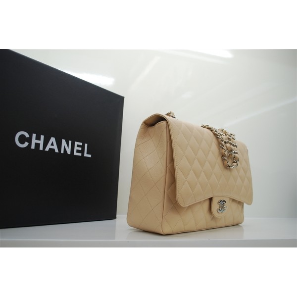 Chanel 2010 Maxi Flap Borse In Pelle Caviale Con Beige Ecs