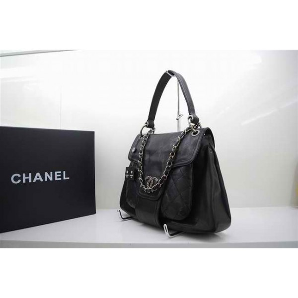 Chanel 2010 Nero Cristallo Caviar Borse A Spalla In Pelle