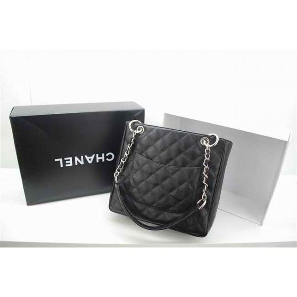 Chanel 2010 Shopping Borse Caviar Black Con Silver Hw Piccolo