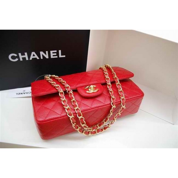 Chanel A01112 Red Bag In Pelle Caviar Con Oro Hw