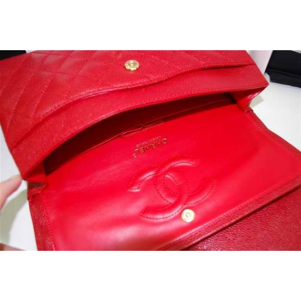 Chanel A01112 Red Bag In Pelle Caviar Con Oro Hw
