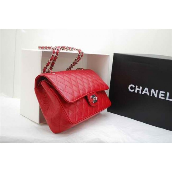 Chanel A01112 Rosso In Pelle Borse Caviar Con Silver Hw