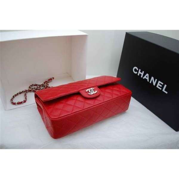 Chanel A01112 Rosso In Pelle Borse Caviar Con Silver Hw