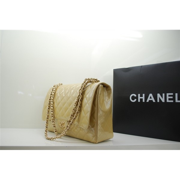 Chanel A47600 Borse In Pelle Verniciata Maxi Flap Oro Con Oro Hw