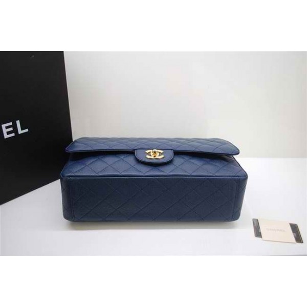 Chanel A47600 Caviar Blue Leather Flap Borse Maxi Con Hardware O