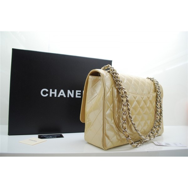 Chanel A47600 Flap Borse In Vernice Con Maxi Oro Argento Hw