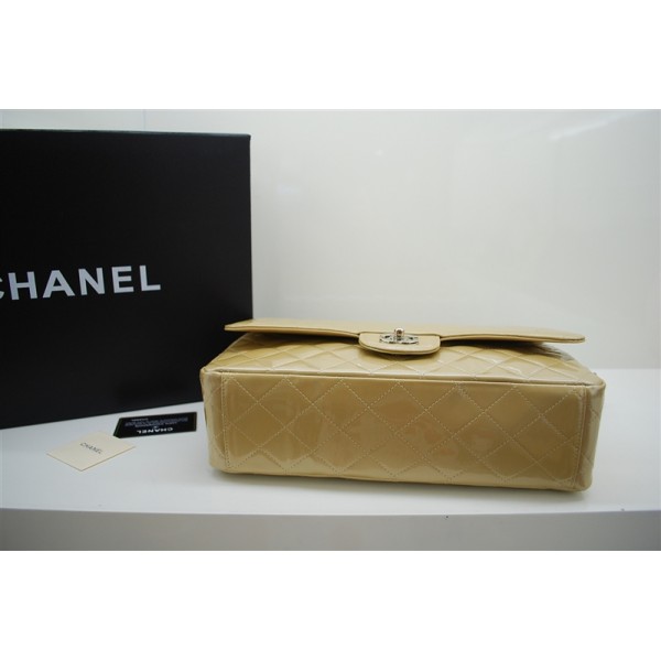 Chanel A47600 Flap Borse In Vernice Con Maxi Oro Argento Hw