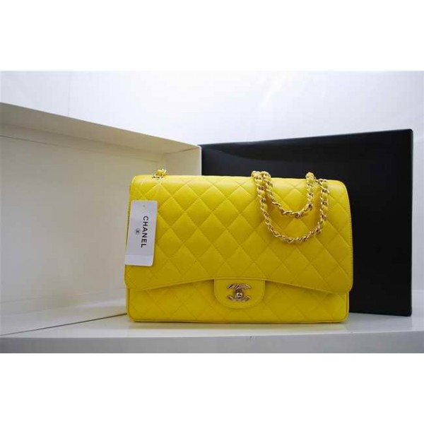 Chanel A47600 Giallo Caviar Flap Borse Maxi Con Hardware Oro