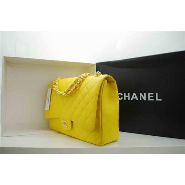 Chanel A47600 Giallo Caviar Flap Borse Maxi Con Hardware Oro