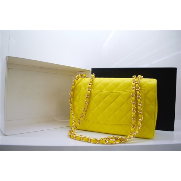 Chanel A47600 Giallo Caviar Leather Borse Jumbo Flap Con Oro Hw