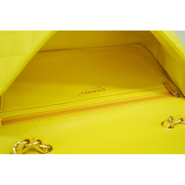 Chanel A47600 Giallo Caviar Leather Borse Jumbo Flap Con Oro Hw