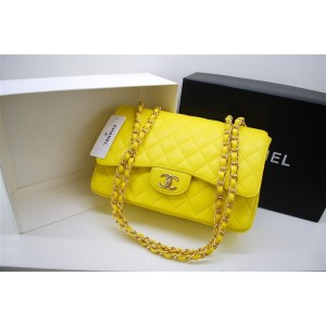 Chanel A47600 Giallo Caviar Leather Borse Jumbo Flap Con Oro Hw