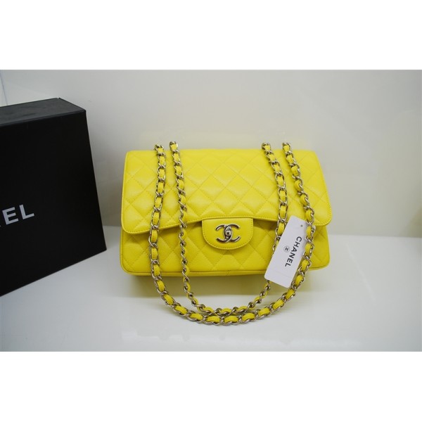 Chanel A47600 Giallo Caviar Leather Borse Jumbo Flap Con Shw