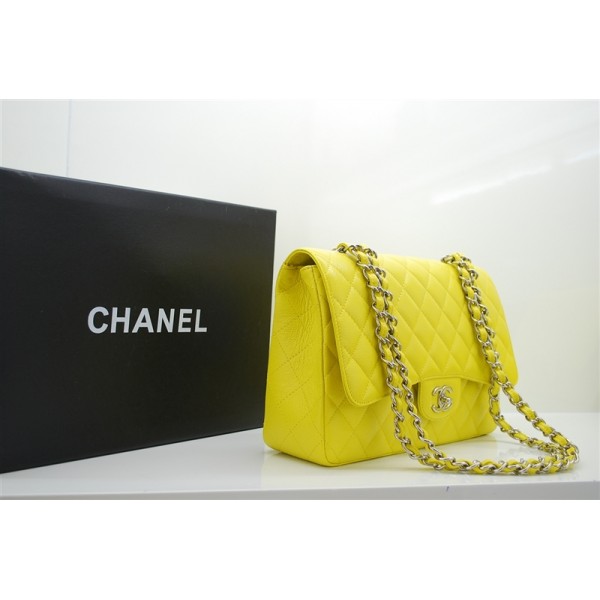 Chanel A47600 Giallo Caviar Leather Borse Jumbo Flap Con Shw