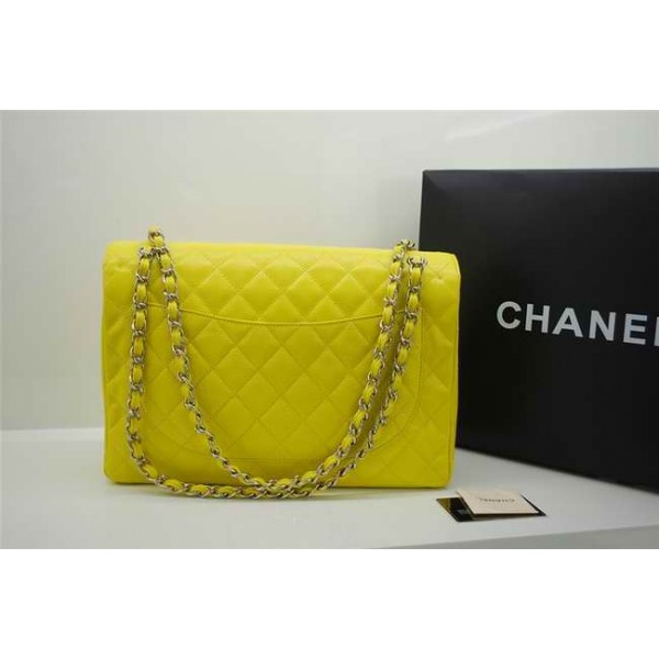 Chanel A47600 Giallo Caviar Leather Flap Borse Maxi Con Ecs