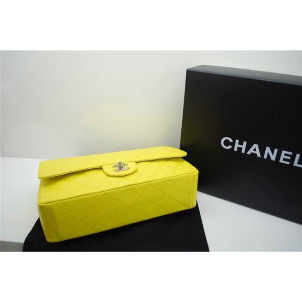 Chanel A47600 Giallo Caviar Leather Flap Borse Maxi Con Ecs