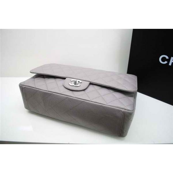 Chanel A47600 Grigio Caviar Leather Flap Borse Maxi Con Ecs