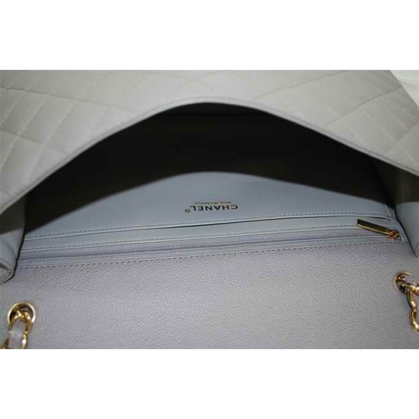 Chanel A47600 Maxi Flap Borse In Pelle Grigio Con Oro Hw