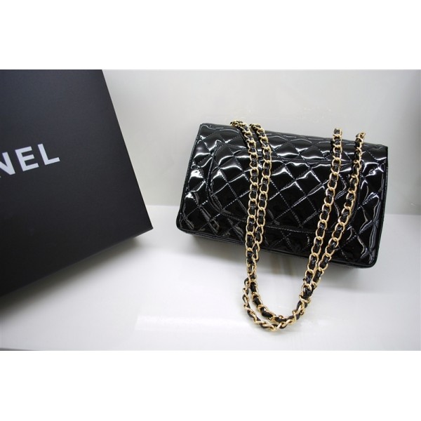 Chanel A47600 Nero Vernice Borse Jumbo Flap Con Oro Hw