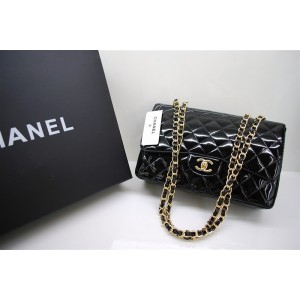 Chanel A47600 Nero Vernice Borse Jumbo Flap Con Oro Hw