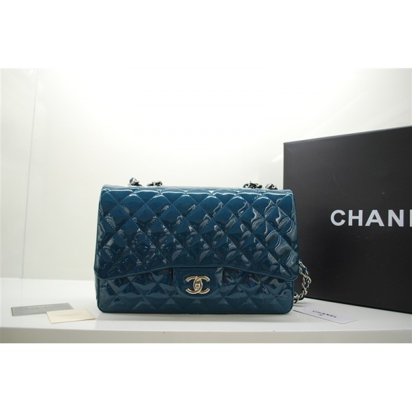 Chanel A47600 Nero Vernice Borse Jumbo Flap Con Silver Hw