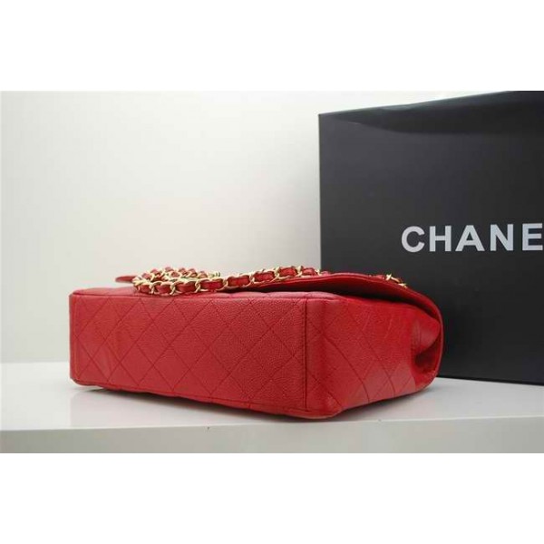 Chanel A47600 Red Caviar Flap Borse In Pelle Con Maxi Oro