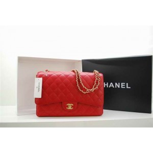 Chanel A47600 Red Caviar Flap Borse In Pelle Con Maxi Oro