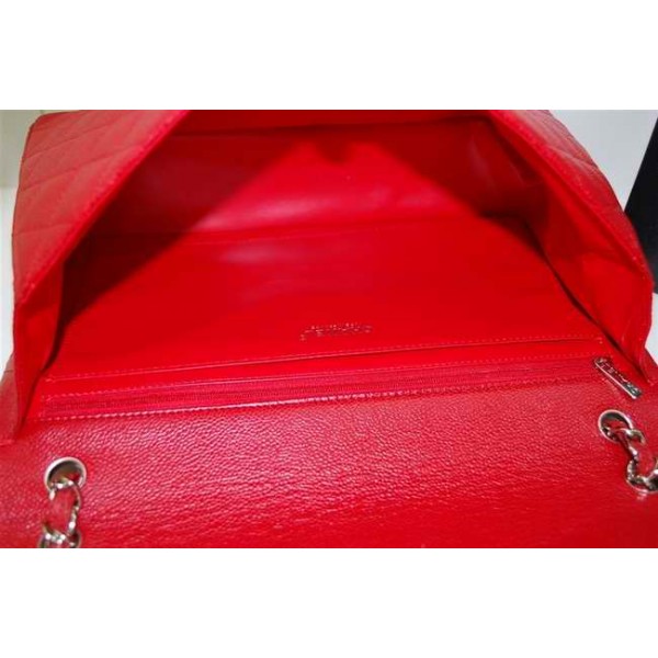 Chanel A47600 Red Caviar Leather Flap Borse Maxi Con Silver Hw