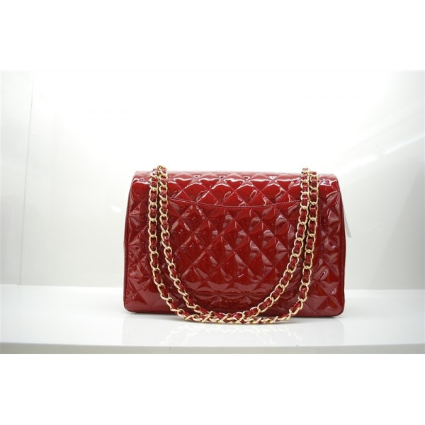 Chanel A47600 Red Patent Flap Borse In Pelle Con Maxi Oro