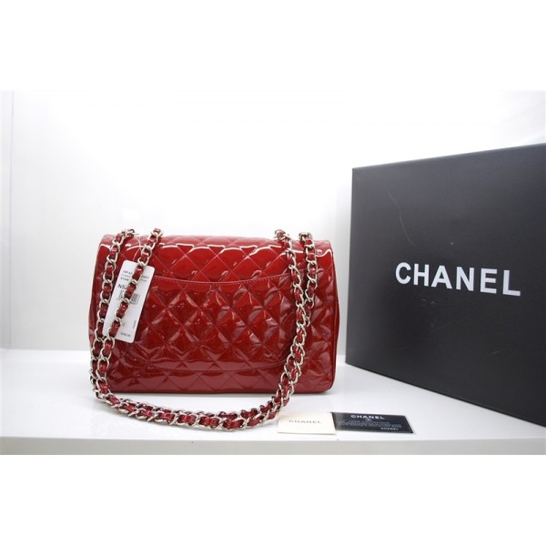 Chanel A47600 Red Patent Leather Borse Jumbo Flap Con Silver Hw