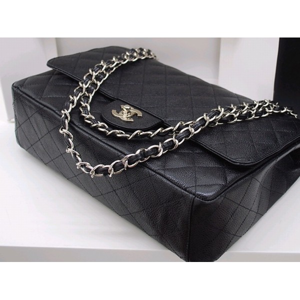 Chanel A47600 Y01588 94305 Pelle Nera Borse Caviale Con Shw