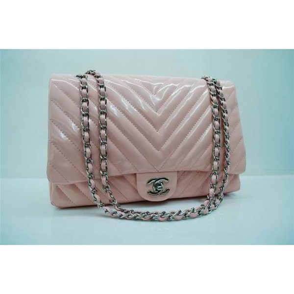 Chanel A48184 Classic Chevron Quilted Flap Borse Di Brevetto Ros