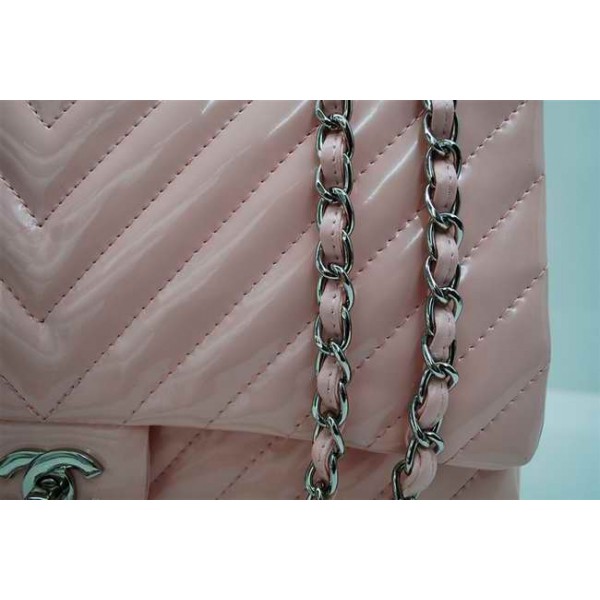 Chanel A48184 Classic Chevron Quilted Flap Borse Di Brevetto Ros