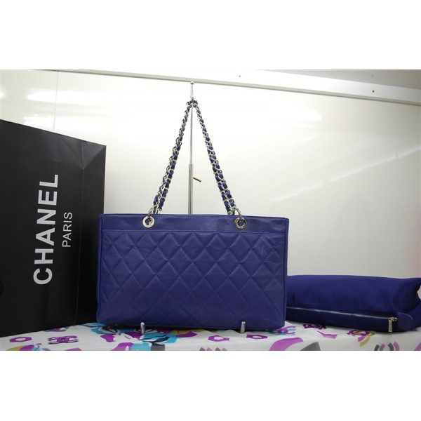 Chanel Timeless Cc 2010 Crystal Caviar Pelle Blu Borsa