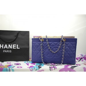 Chanel Timeless Cc 2010 Crystal Caviar Pelle Blu Borsa