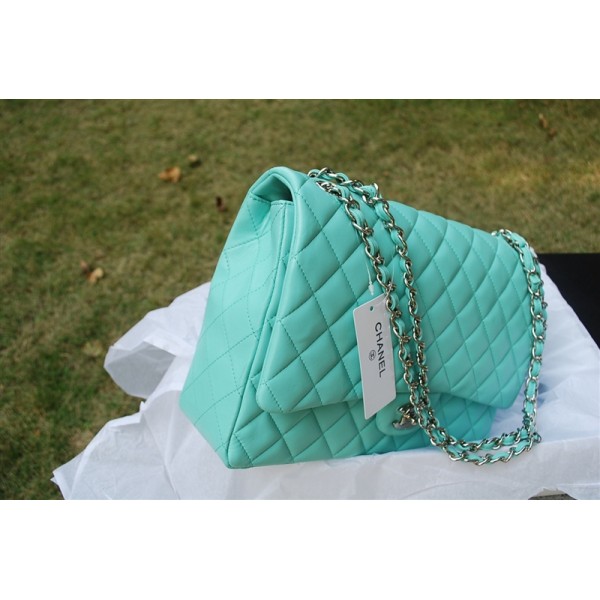 2011 Chanel Quilted Borse Pelle Blu Con Hardware Argento