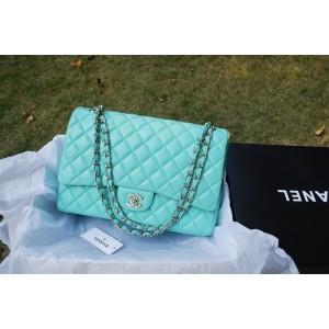 2011 Chanel Quilted Borse Pelle Blu Con Hardware Argento