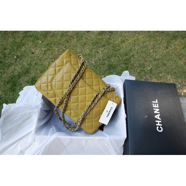 2011 Khaki Flap Chanel Quilted Borse Agnello Con Hardware Argent