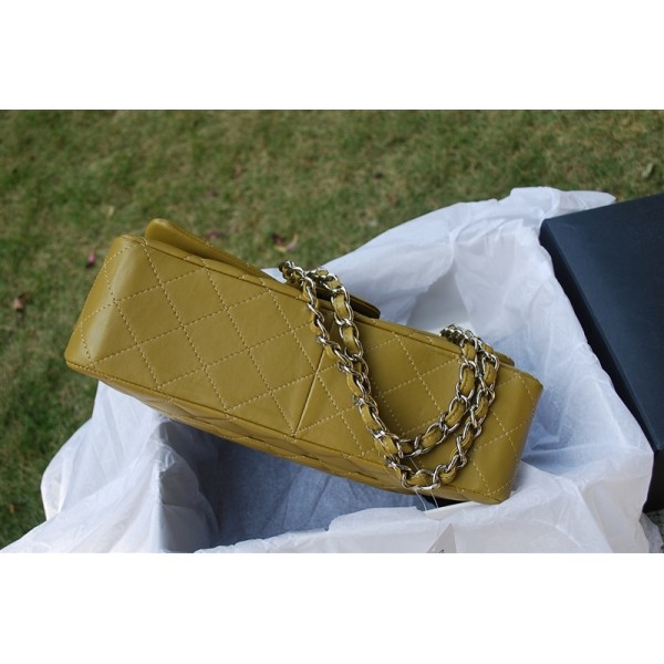 2011 Khaki Flap Chanel Quilted Borse Agnello Con Hardware Argent