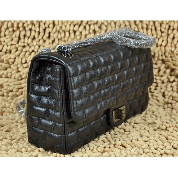 2011 New Chanel Quilted Agnello Flap Borse Nero Con Guncolor Hw