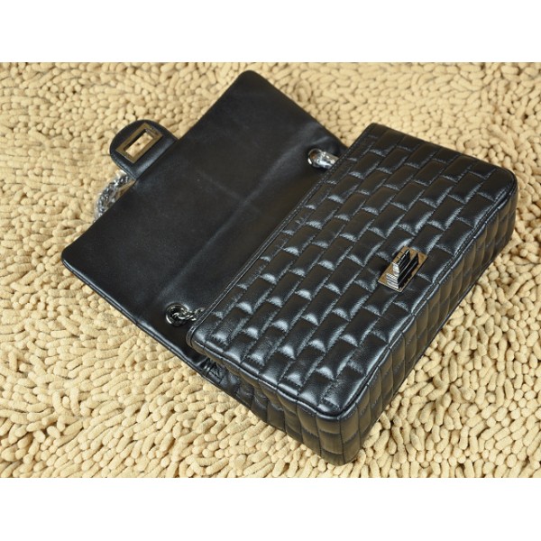 2011 New Chanel Quilted Agnello Flap Borse Nero Con Guncolor Hw