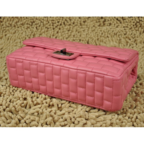 2011 New Chanel Quilted Flap Borse Pelle Di Agnello Rosa Con Gun