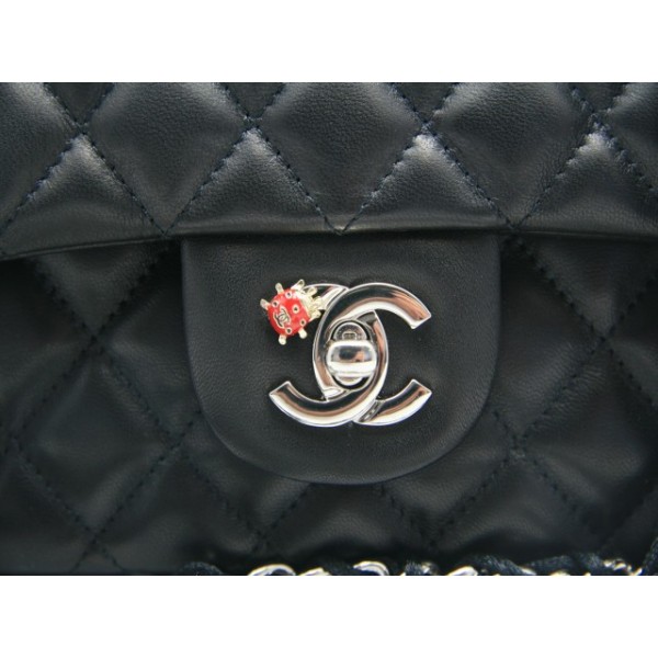 2011 Ultimo Chanel Borsa In Pelle Di Agnello Lembo Nero Decorato