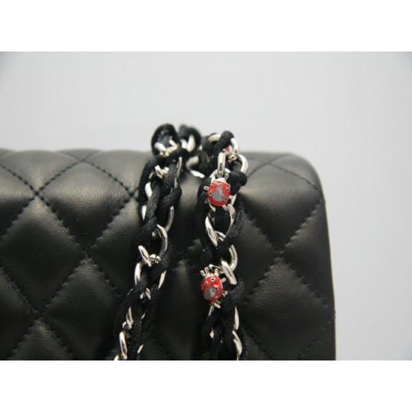 2011 Ultimo Chanel Borsa In Pelle Di Agnello Lembo Nero Decorato