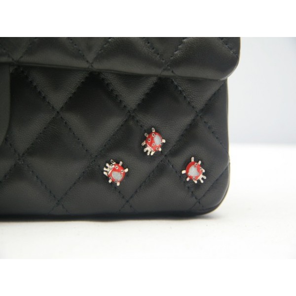 2011 Ultimo Chanel Borsa In Pelle Di Agnello Lembo Nero Decorato