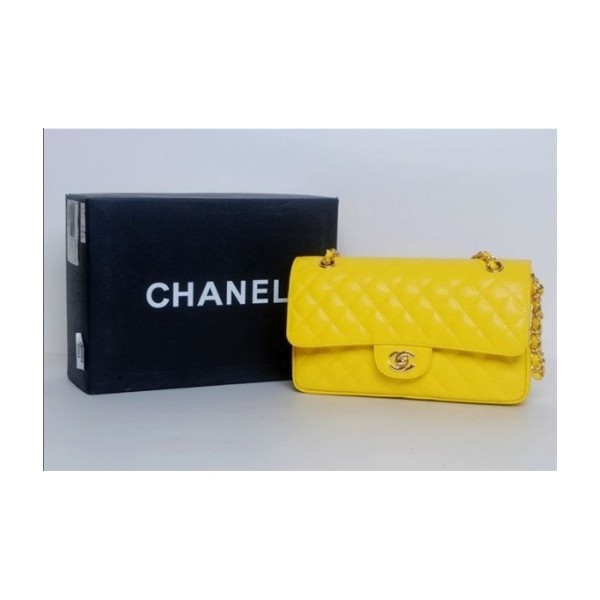 A01112 Chanel Classic Flap Borse Caviar Con Hardware Oro Giallo