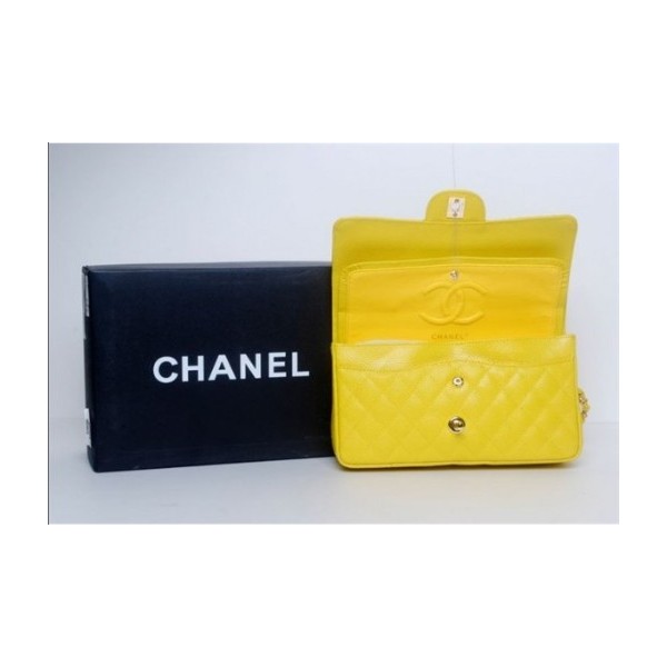 A01112 Chanel Classic Flap Borse Caviar Con Hardware Oro Giallo