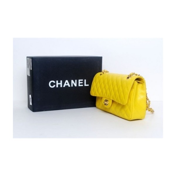 A01112 Chanel Classic Flap Borse Caviar Con Hardware Oro Giallo