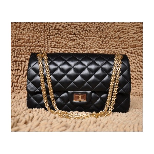 A30226 Chanel Classic Flap Borse Pelle Di Agnello Nero Con Oro H